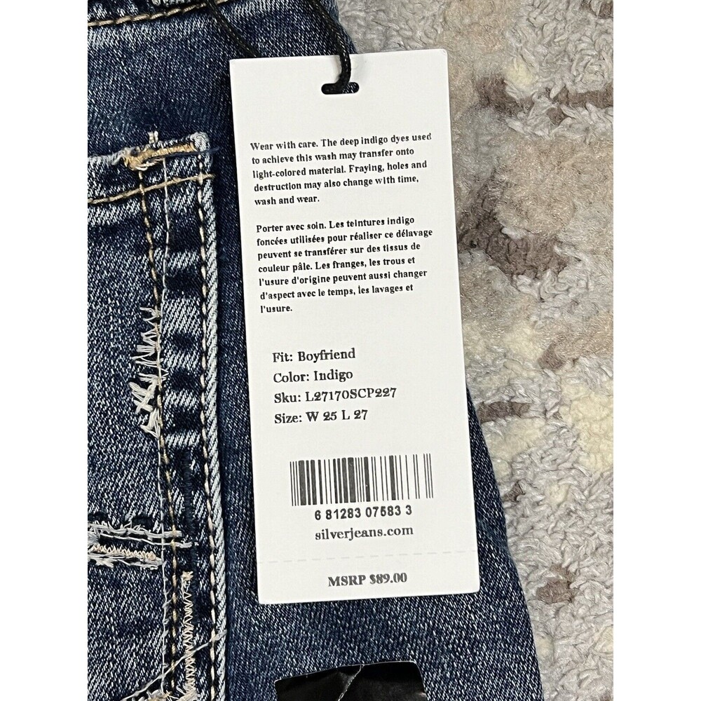 NWT Silver Boyfriend Mid-Rise Slim Fit Distressed Jeans Sz. 25X27 Buckle - Picture 10 of 13